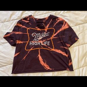 Cropped and distressed Miller Highlife t-shirt